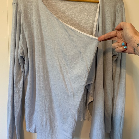 Majestic Filatures Paris Light Blue Linen Open Cardigan 4 - Picture 2 of 5